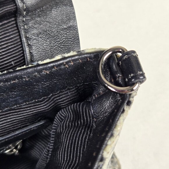 BCBGMaxAzria Leather Snakeskin Print Clutch Silver Stud Embellishment Black Trim - Picture 11 of 16